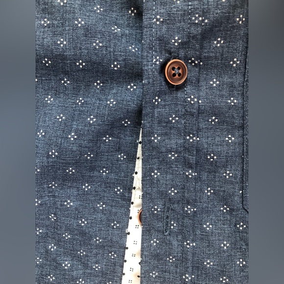 Long sleeve smart shirt blue with small white star pattern fur occasions size 8 - Picture 3 of 4